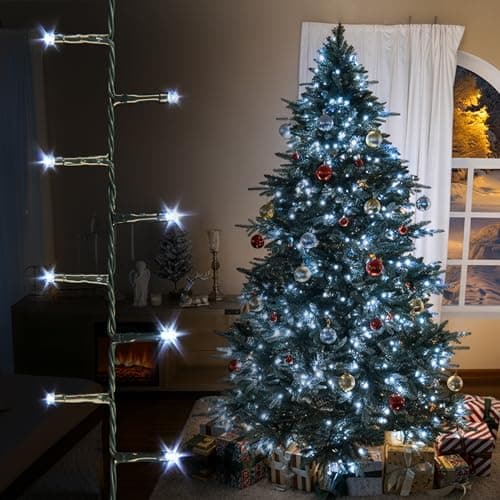 Image of EcoNour Christmas Tree Lights, Cluster Compact 2000 LED Cool White | 8 Hrs On Timer, 8 Light Mode, 2.5cm Bulb Distance Fairy String Lights Plug in - Timer and Memory Functions -Outdoor/Indoor Use