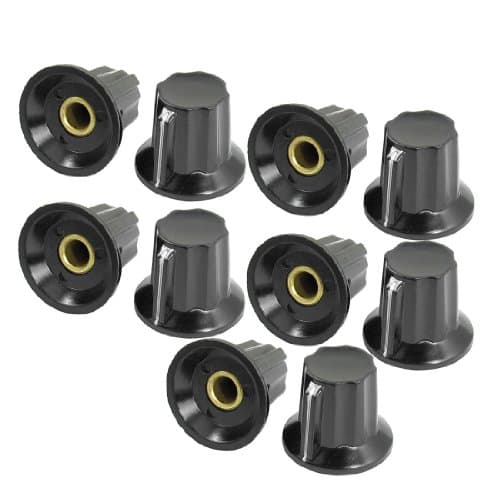 Image of sourcingmap 10 Pcs Black 16mm Top 6mm Shaft Insert Dia Potentiometer Knobs Caps