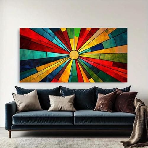 Image of ghriwlax Canvas Print, Bold Red Green Blue Art Painting, Modern Abstract Painting Bedroom Living Room Home Decoration(50x100cm/With frame)