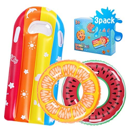 Image of Auney 3 Pack Swim Ring for Kids Inflatable Pool Floats Summer Beach Water Float Party Toys River Raft Lounge Swimming Tube