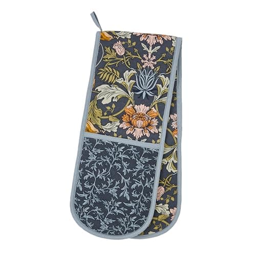 Image of Ulster Weavers - William Morris Double Oven Gloves (88 x 18cm) - 100% Cotton - Traditional Navy Oven Gloves Heat Resistant - Washable - Jacobean Oven Gloves - Kitchen Accessories - Kitchen Gifts