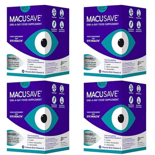 Image of 4 X 90 Pack - Macu-Save Food Supplement for Macular Health with Meso-Zeaxanthin, Lutein and Zeaxanthin (360 Capsules, 1YEAR Supply)