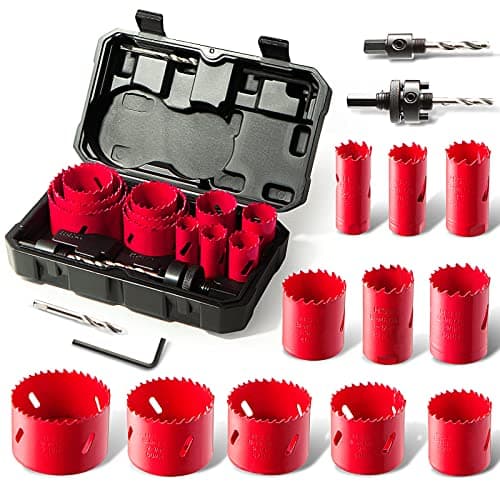 Image of HYCHIKA Bi-Metal Hole Saw, 17 PCS Hole Saw Set 19mm-68mm, Cutting Depth: 40mm, Perfect for Drilling Soft Metal, Wood, PVC Board and Plastic