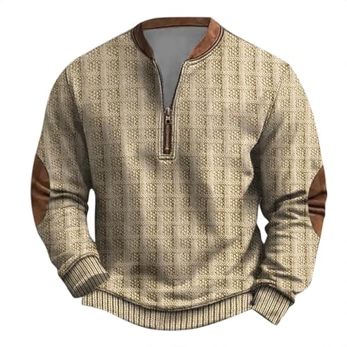 Image of Generisch Pullover Men's Sweatshirt Chunky Knit Pullover for Men Sweatshirt with Zip Long Sleeve Printed Collarless, yellow, S