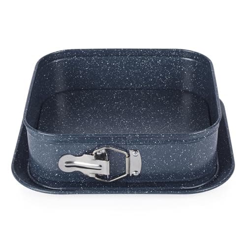 Image of Russell Hobbs RH03425EU7 Nightfall Stone Square Springform Pan - 24cm Non-Stick Cake Tin with Loose Base & Serving Plate, Carbon Steel, Leakproof Baking Pan, for Cake, Cheesecake, Pies, PFOA Free