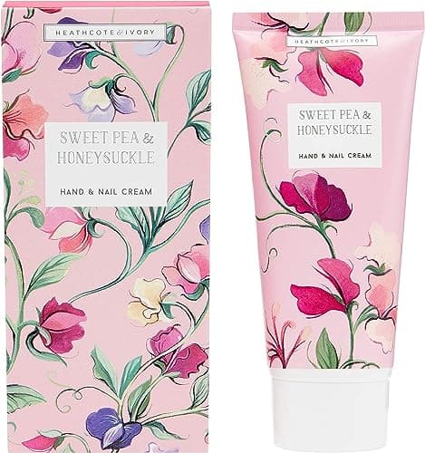 Image of Heathcote & Ivory Hand and Nail Cream 100 ml, Shea Butter and Primrose Oil, Travel Size, Cruelty and Vegan Friendly, Beauty Gift for Her, Sweet Pea and Honeysuckle Collection