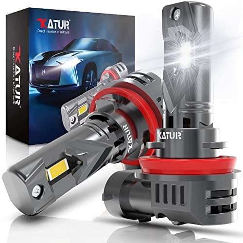 Image of KATUR H11 LED Headlight Bulbs, 100W 20000LM 6000K Xenon White Wireless H11 Headlight Bulb 1:1 Mini Size H8 H9 H11 LED Fog Light Bulb, Pack of 2