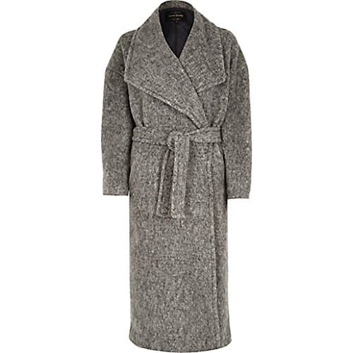 Image of RIVER ISLAND GREY ROBE COAT - UK SIZE 16 - SOLD OUT IN STORE