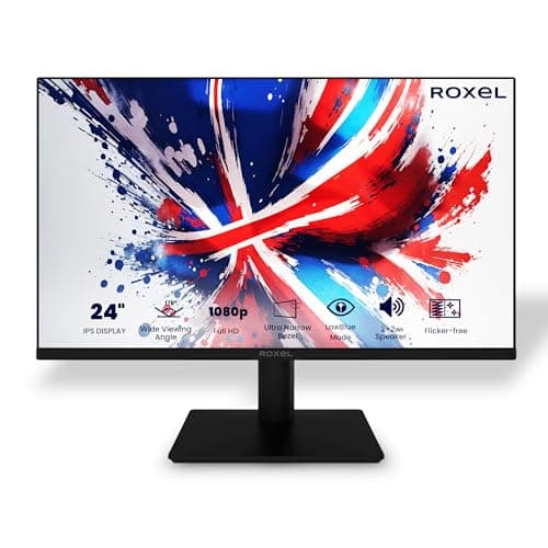 Image of Roxel RM-24F 24 Inch IPS Monitor Borderless Design Computer Monitor, FULL HD 1080P, 75Hz, HDMI+VGA, 99% sRGB 5ms Response Eye Care Flicker Free Low Blue Light, Frameless, (24 inch)