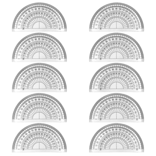 Image of LICQIC 10 Pcs Clear Plastic Protractor 180 Degrees 4 Inches for Angle Measurement, Student Maths, Classroom, School Office