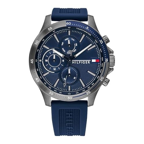 Image of Tommy Hilfiger Analogue Multifunction Quartz Watch for Men with Navy Blue Silicone Bracelet - 1791721