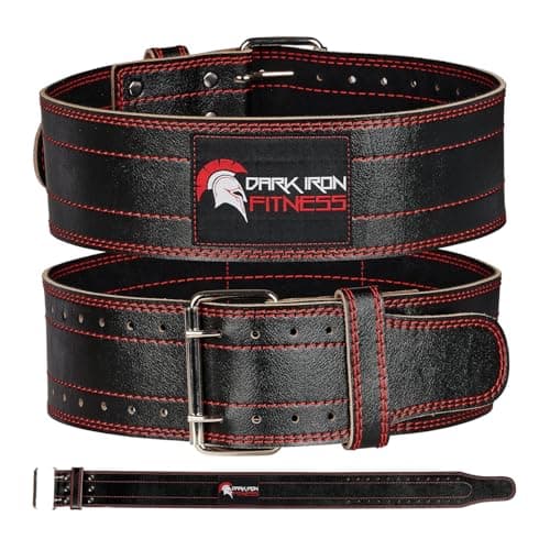 Image of Dark Iron Fitness Medium 120 cm Genuine Leather Pro Weight Lifting Belt for Men and Women | Durable Comfortable & Adjustable with Buckle | Stabilizing Lower Back Support for Weightlifting (Medium)