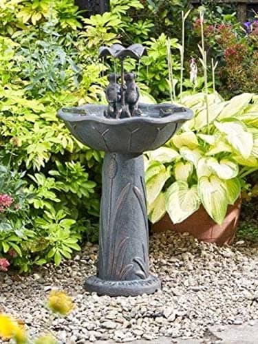 Image of Smart Garden Solar Frog Frolics Umbrella Garden Water Feature Fountain Bird Bath