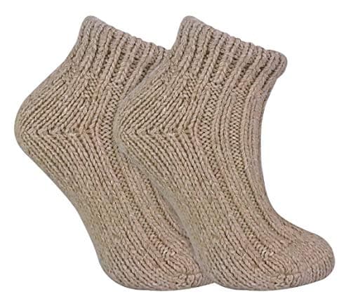 Image of Sock Snob - Ladies Chunky Knit Winter Warm Ribbed Low Cut Wool Blend Ankle Boot Socks (4-8 uk, 06 Oat)