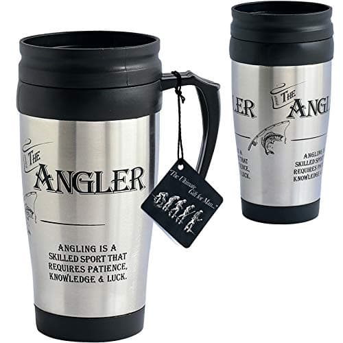 Image of Arora Ultimate Gift for Man 8843 Angler Fishing Travel Mug, Stainless Steel, Metallic, 400 milliliters