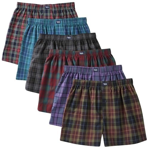 Image of Charles Wilson 6 Pack Woven Boxer Shorts (M, Tartan Check 88)
