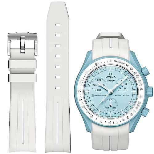 Image of BONACE Strap for Omega x Swatch MoonSwatch Watch, 20mm Soft Rubber Curved No Gap Moonswatch Strap for Men & Women