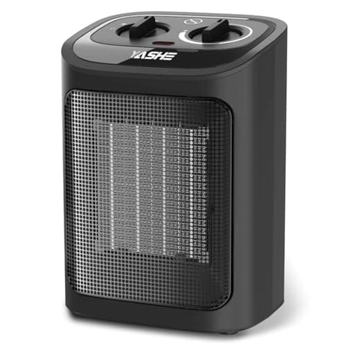 Image of YASHE Electric Heater 1500W PTC Ceramic Heating Element with Thermostat, 2 Temperature Settings, Fan Mode, Overheat & Tip Over Protection for Bedroom Office Indoor Use