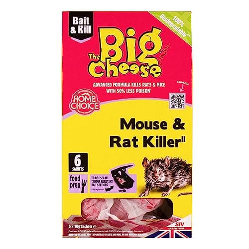 Image of The Big Cheese Mouse & Rat Killer Pasta Sachet - 10g x 6 Kills Mice and Rats Pre-Measured Chew Through Sachets Difenacoum, Red
