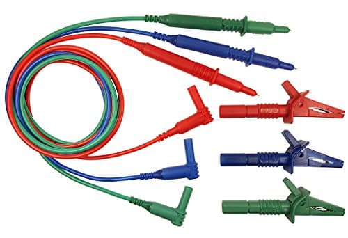 Image of UNFUSED 3 WIRE TEST LEADS - SUITABLE FOR MEGGER MFT1710, MFT1711, MFT1720, MFT1721, MFT1730, MFT1731, MFT1735 MFT1741 MFT1741+ MULTIFUNCTION TESTER - RED, BLUE & GREEN