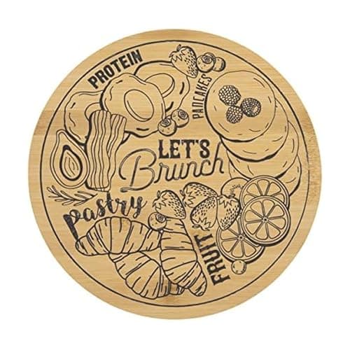 Image of Copco Bamboo Lazy Susan Kitchen Turntable for Entertaining, Let's Brunch DIY Design, 10-Inch, Bamboo