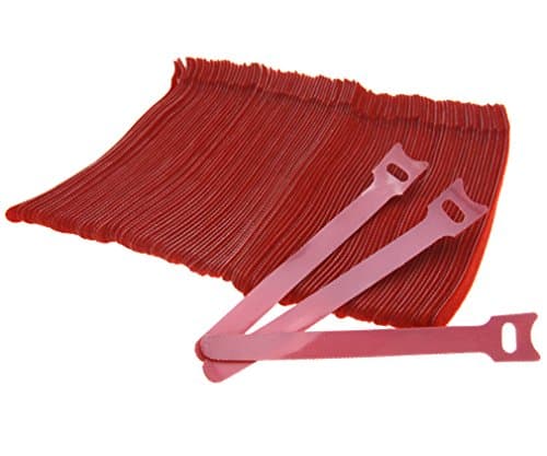 Image of YINETTECH 100 x Red Hook And Loop Cable Ties Reusable Adjustable Cable Tidy Strap Ties