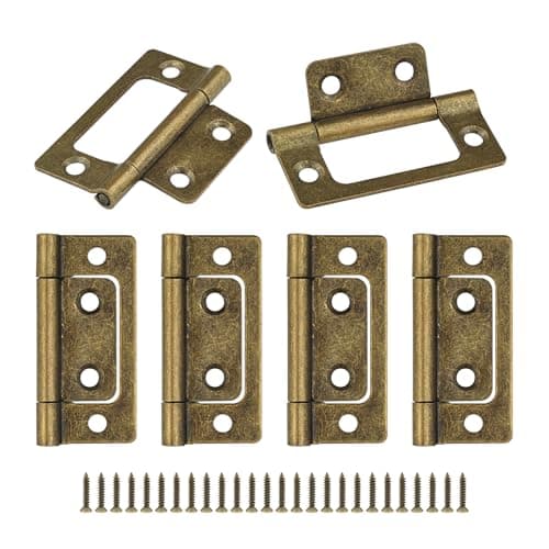 Image of Door Hinges 6pcs, Ancient Bronze Flush Hinges-51 * 25mm(2 inch), Flush Mount Hinges with Screws for Cabinet, Closet, Windows, Windows, Drawer, Boxe, Wardrobe