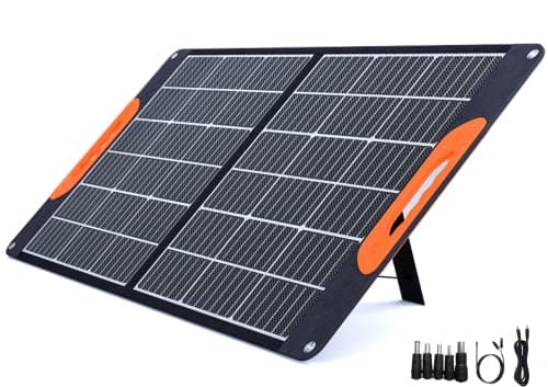 Image of Mobisolar 100W Foldable Solar Panel Portable Monocrystalline Solar Charger for Power Stations Caravan Boat Camping Camper 12V Car Off-Grid Home RV Battery with USB and DC outputs (Mono PERC Design)