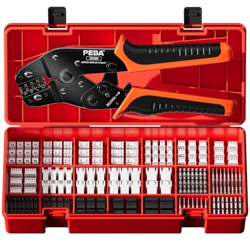 Image of PEBA Crimping Tool and Dupont Connector Kit - 21 Types of 2.54mm Connectors & Crimp Pins, 2.5mm JST-XH Contacts and Housings, for DIY Electronics - Suitable for 0.03-0.5 mm² Wires