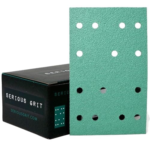 Image of Serious Grit - 80x133mm 14-Hole P80 Grit Hook & Loop Sanding Sheets - Fits Festool RTS 400 & Mirka DEOS 353-50 Pack Box
