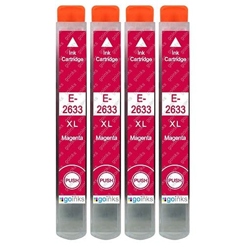 Image of Go Inks 4 Magenta Ink Cartridges to replace Epson T2633 (26XL) Compatible/non-OEM for Epson Expression Premium Printers, High Capacity (XL)