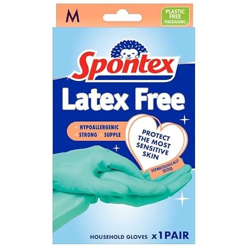 Image of Spontex Latex Free Gloves | Medium | Hypoallergenic for Sensitive Skin | 1 Pair