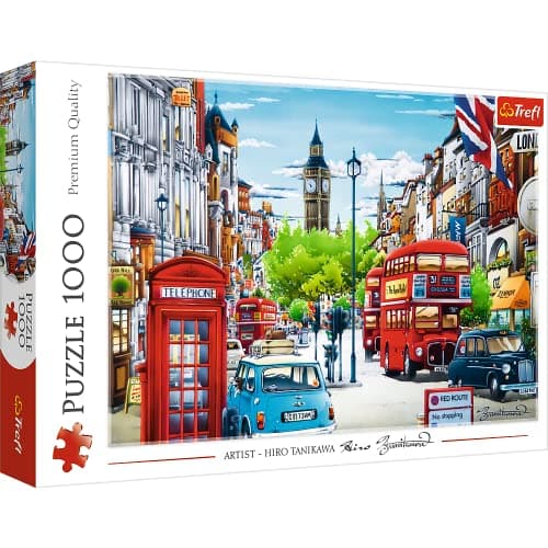 Image of Trefl London Street - 1000 Piece Jigsaw Puzzles for Adults & Children Aged 12+ - Double Decker Bus & Big Ben Puzzle