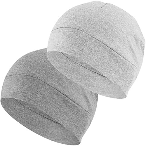 Image of EINSKEY Cotton Beanie Hat, 2-Pack Unisex Running Skull Cap Winter Summer Sports Hat Sleep Cap Chemo Cap