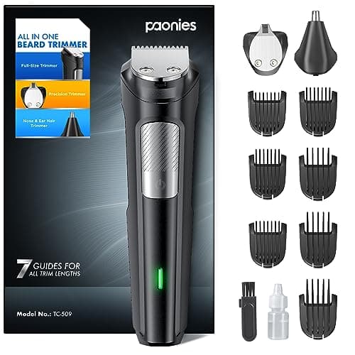 Image of Beard Trimmer Hair Clippers Men, Nose & Ear Trimmer, 9-in-1 Body Groomer Men Kit, Cordless Rechargeable Hair Clippers with 7 Limit Combs, Stainless Steel Blades, 100% Waterproof Extra Long Life