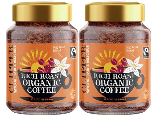 Image of Clipper Rich Roast Organic Instant Coffee - 100g, Fairtrade Single Origin Papua New Guinea Coffee, Smooth & Buttery Organic Instant Coffee, Freeze-Dried Arabica, (Pack of 2) from SuperfoodUK