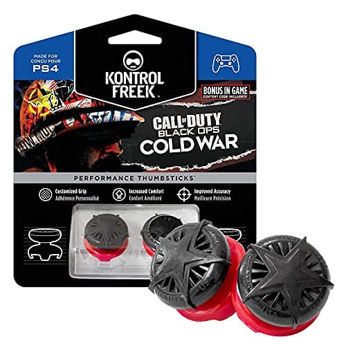 Image of KontrolFreek Call of Duty: Black Ops Cold War Performance Thumbsticks for PlayStation 4 (PS4) and PlayStation 5 (PS5) | 2 High-Rise, Convex | Black/Red