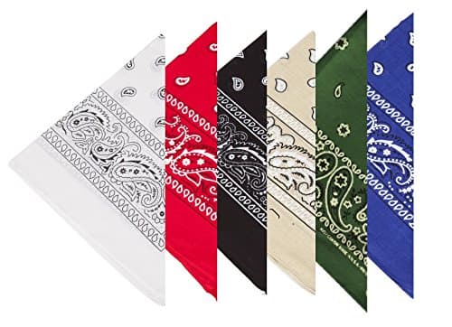 Image of BOOLAVARD 100% Cotton 6pcs Pack Bandanas with Original Paisley Pattern Colour of Choice Headwear/Hair (6 Set)