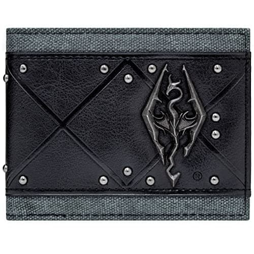 Image of Bethesda Elder Scrolls 3D Skyrim Logo Black ID & Card Bi-Fold Wallet