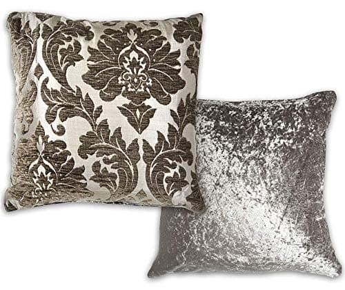 Image of Emma Barclay Damask - Luxury Chenille Jacquard Cushion Cover in Charcoal - 17x17 (43x43cm)