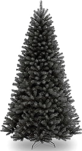 Image of National Tree Company Artificial Full Christmas Tree, Black, North Valley Spruce, Includes Stand, 7.5 Feet