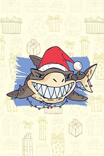 Image of Funny shark Christmas notebook diary Journal Lined about A5 FORMAT - notepad for school and work. Christmas theme, shark, great white shark, sweet: ... or Santa Claus as a sweet gift - nic