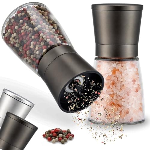 Image of ZOLMER® Salt and Pepper Grinder Set of 2 with Adjustable Ceramic Grinder - Elegant Salt and Pepper Mill Made of Gunmetal Coloured Stainless Steel [Without Spice Content]