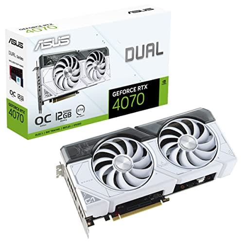 Image of ASUS Dual GeForce RTX 4070 White OC Edition 12GB GDDR6X (PCIe 4.0, 12GB GDDR6X, DLSS 3, HDMI 2.1, DisplayPort 1.4a, 2.55-slot design, Axial-tech fan design, 0dB technology, and more)