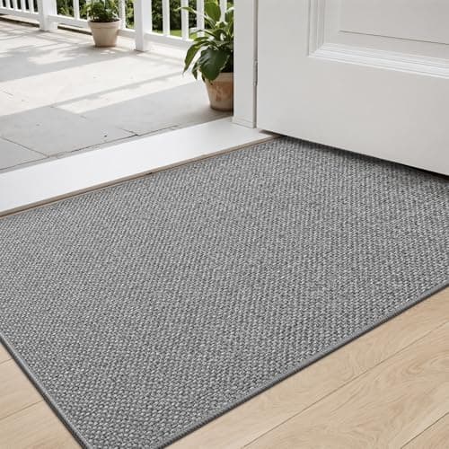 Image of DEXI Door Mat 60 x 90 cm for Front & Back Door, Non Slip Dirt Trapper, Absorbent Indoor Entrance Rug, Low Profile Entryway Floor Mat, Light Grey