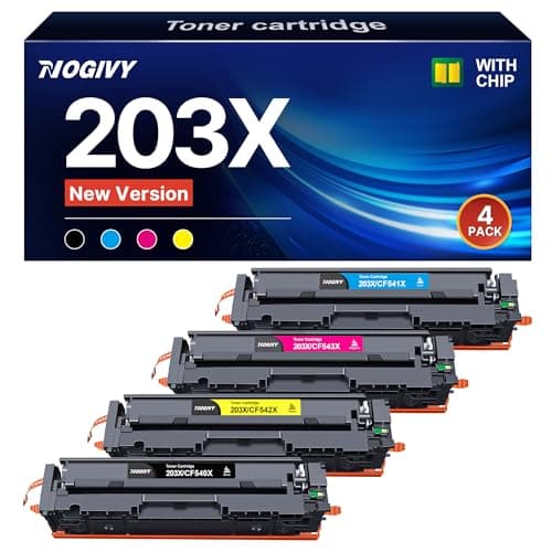 Image of NOGIVY 203X 203A Toner Compatible with HP 203X 203A CF540X for Color Laserjet Pro MFP M281fdw M281fdn M280nw M281cdw M254dw M254nw M254dn CF541X CF542X CF543X (Black Cyan 4-pack )