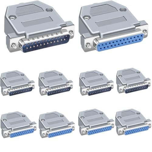 Image of VISSQH 10 PCS DB25 Adapter,DB25 Solder Connector RS232 D-SUB Serial Adapter 25 Pin D-Sub Connector Male/Female Breakout + plastic housing cover