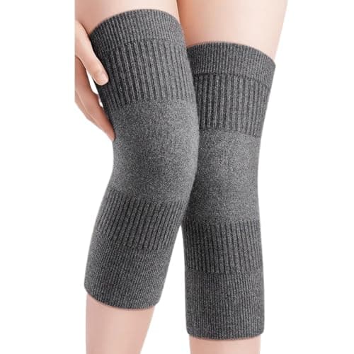 Image of AIDIER Men Women Thermal Cashmere Knee Warmer Stretchy Knit Knee Sleeve Thermal Arthritic Knees Brace Soft Night Sleep Leg Warmers Cosy Warming Knees Pads for Joint Pain Relief Elders Gift
