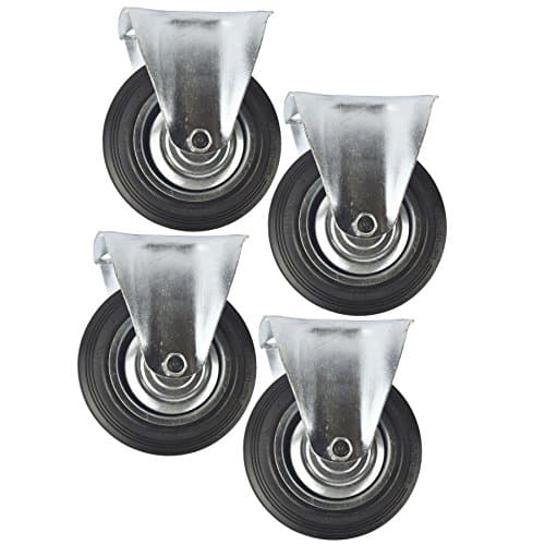 Image of 6" (150mm) Rubber Fixed Castor Wheels Trolley Furniture Caster (4 Pack) CST09