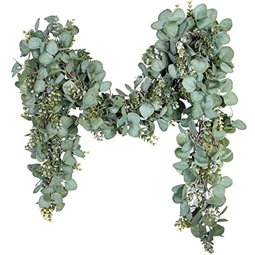 Image of Eucalyptus Garland Plant 2m Artificial Fake Vines 6.56Ft Greenery Faux Silver Dollar Leaves Table Foliage Mistletoe Ivy Leaf Garlands for Wedding Party Decoration Arch Home Mantle Decor